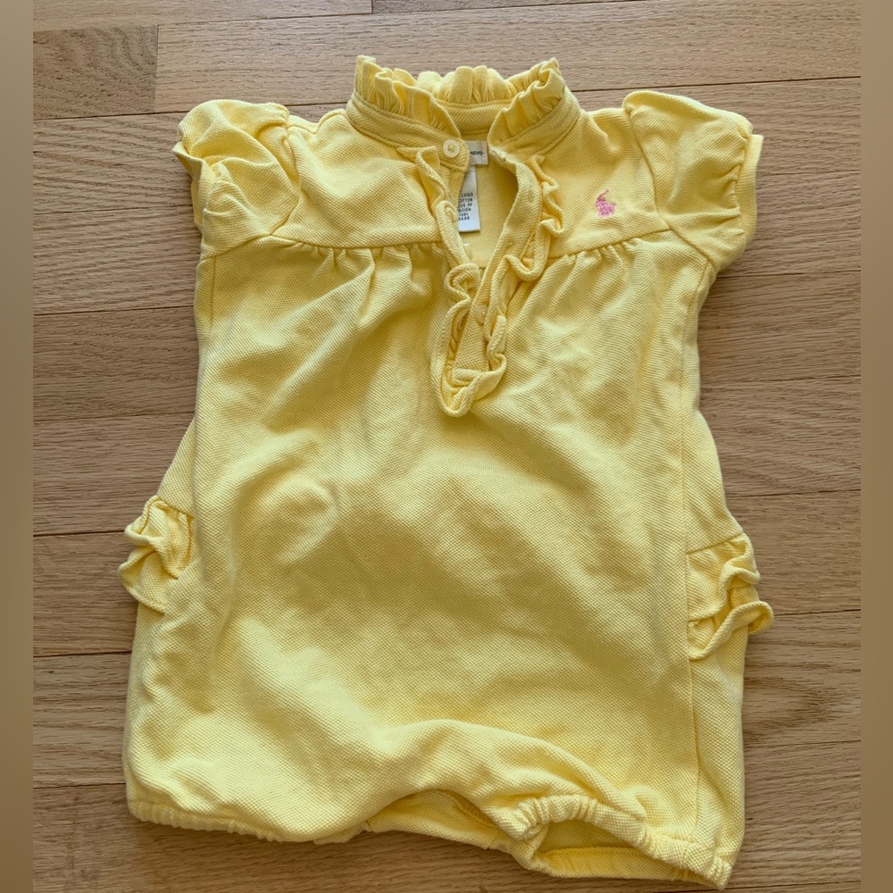 Ralph Lauren Baby Yellow Romper with Ruffles 9M